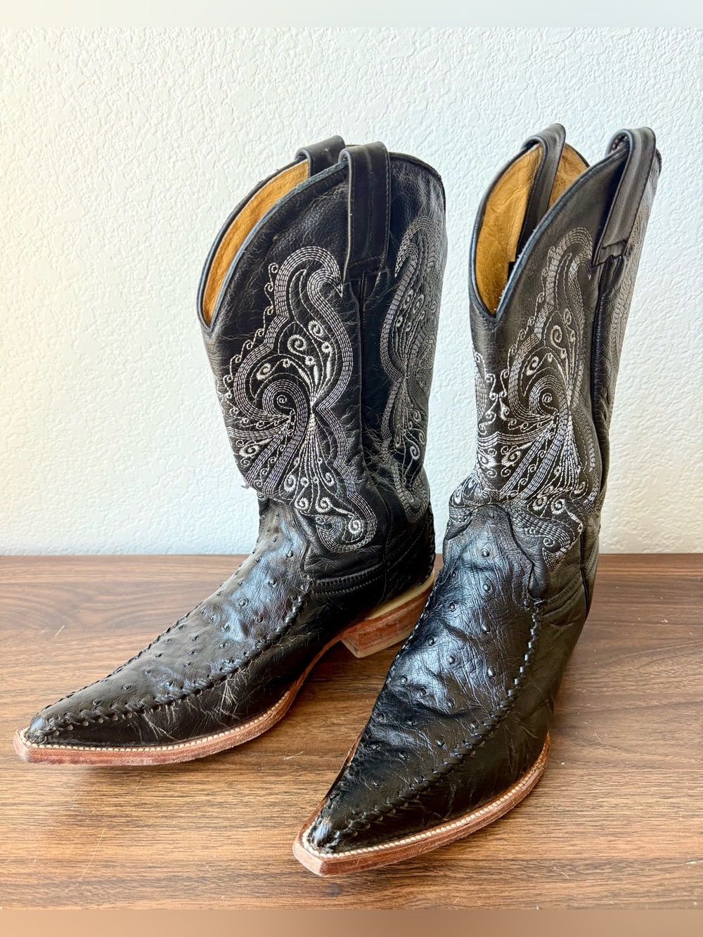 Red Diamond Supply Co. Black Western Full Quill Ostrich Cowboy Boots